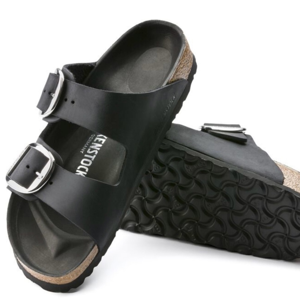 Birkenstock Black Arizona big buckle, 38 (7.5)